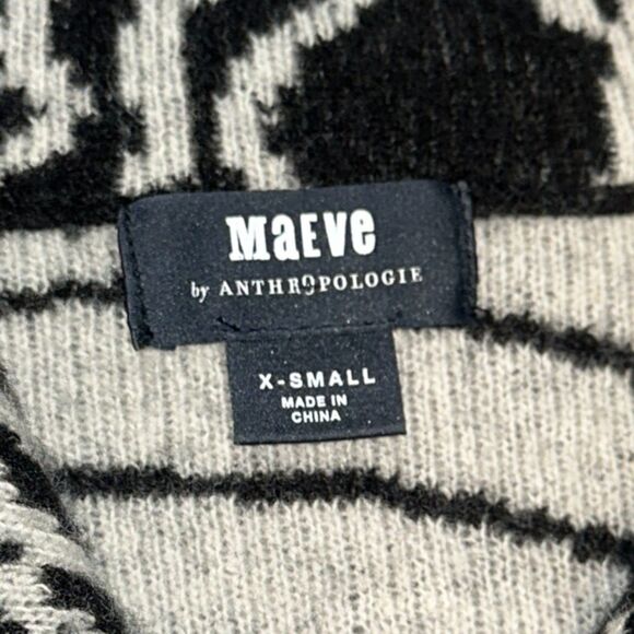 MAEVE Anthropologie Zebra Knit Oversized Coat Cardigan XS Lambswool Blend - Picture 4 of 11